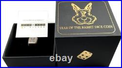 2023 Year of the Rabbit Rolling Dice 1 oz Antique Silver withSlight Scratches