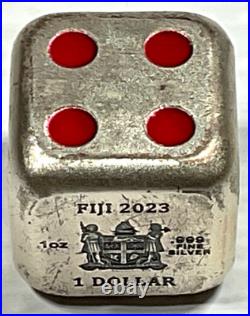 2023 Year of the Rabbit Rolling Dice 1 oz Antique Silver withSlight Scratches