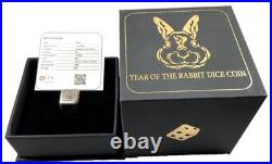 2023 Year of the Rabbit Rolling Dice 1 oz Antique Silver withSlight Scratches