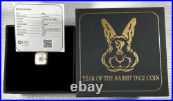 2023 Year of the Rabbit Rolling Dice 1 oz Antique Silver withSlight Scratches