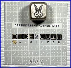 2023 Year of the Rabbit Rolling Dice 1 oz Antique Silver withSlight Scratches