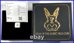 2023 Year of the Rabbit Rolling Dice 1 oz Antique Silver withSlight Scratches