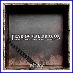 2024 1 oz Fiji Year of the Dragon. 999 3D Ultra High Relief Antique Silver Coin