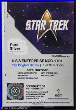 2024 $10 Niue Star Trek USS Enterprise NCC-1701 1 oz Silver Antiqued Coin in OGP