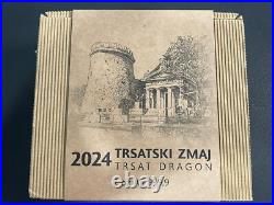 2024 2 Oz. 999 Silver Croatia Trsat Dragon Antiqued with Gold Gild Germania Coin