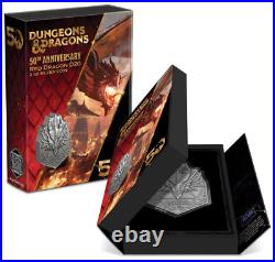 2024 2 oz Silver Coin Dungeons & Dragons 50th Anniversary Red Dragon D20 box/coa