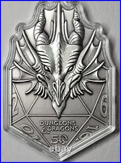 2024 2 oz Silver Coin Dungeons & Dragons 50th Anniversary Red Dragon D20 box/coa