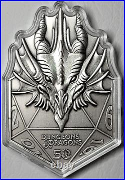 2024 2 oz Silver Coin Dungeons & Dragons 50th Anniversary Red Dragon D20 box/coa