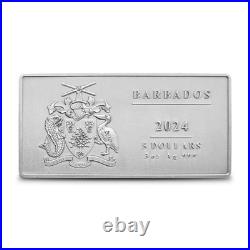 2024 3 oz Antique Barbados New York at Night Silver Coin (Glow in the Dark)