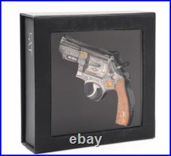 2024 5 oz Antique Colorized Cameroon Revolver Gun 5 Silver Coin with Box & CoA