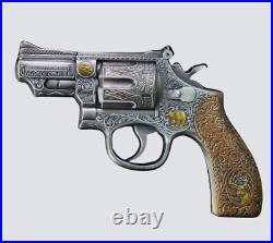 2024 5 oz Antique Colorized Cameroon Revolver Gun 5 Silver Coin with Box & CoA