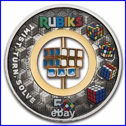 2024 AUS 2 oz Silver Rubik'sT Cube Antiqued & Colorized (Box)