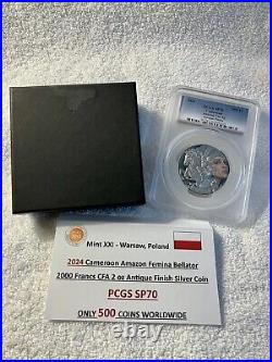 2024 Amazon Femina Bellator 2oz Antique Finish Silver Coin-PCGS SP70-MINTAGE 500