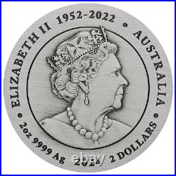 2024 Australia Lunar Dragon Antiqued 2 oz Silver Coin
