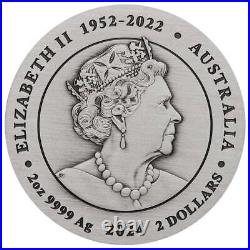 2024 Australia Lunar Series III Year of the Dragon 2 oz Silver Antiqued Coin