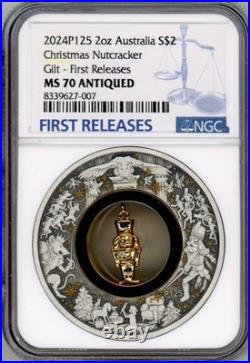2024 Australia Nutcracker 2oz Silver Coin NGC 70 FR +Box COA