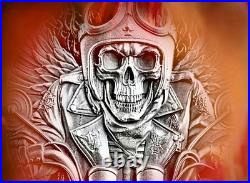 2024 BIKER 1 oz SILVER HI-RELIEF Antiqued Coin Republic Ghana Biker Memento