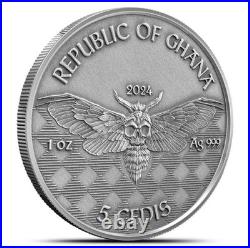 2024 BIKER 1 oz SILVER HI-RELIEF Antiqued Coin Republic Ghana Biker Memento