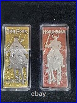 2024 Barbados Four Horsemen of the Apocalypse 4 x 1 oz Silver Antiqued Coin Set