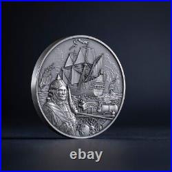 2024 Barbados Oxford Captains of Fortune 2 oz 999 Silver Antique HR Coin