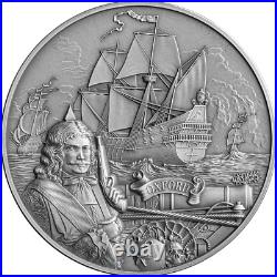 2024 Barbados Oxford Captains of Fortune 2 oz 999 Silver Antique HR Coin