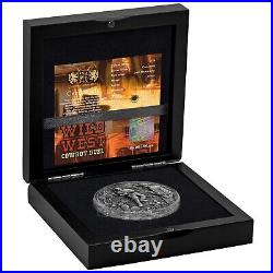 2024 Cameroon 2 oz Silver Wild West Cowboy Duel High Relief with Gold Gilding