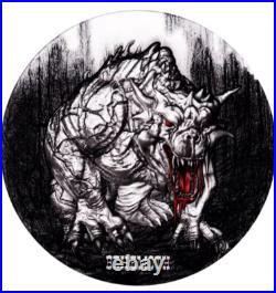 2024 Cameroon Behemoth Antique Colorized 2 oz High Relief Silver Coin 129 minted