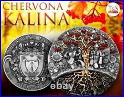 2024 Cameroon CHERVONA KALINA Ukrainian Elder Tree 2 Oz Silver Coin Mintage 500