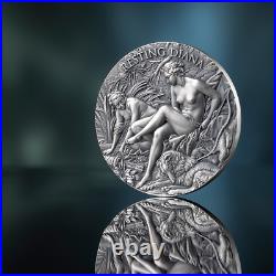 2024 Cameroon Celestial Beauty Resting Diana 2 oz Silver Antiqued High Relief