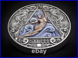 2024 Cameroon Four Elementals Sylph 2 oz Silver Antiqued Colorized Coin