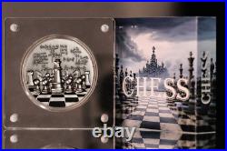 2024 Cameroon International Chess Antiqued 2 oz Silver Coin with Mintage of 89