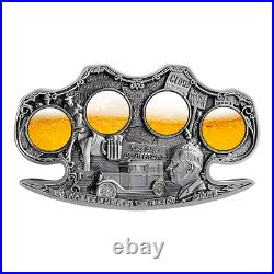 2024 Cameroon Kiss of Death Brass Knuckles Shaped Coin Made of 2 oz. 999 Silver