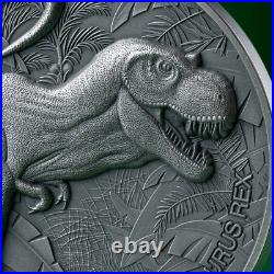 2024 Cameroon Lost World Tyrannosaurus Rex 2 oz Silver Antiqued Coin