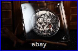 2024 Cameroon Majestic Behemoth 2 oz Silver Antiqued Colorized Coin