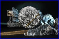 2024 Cameroon Monkey King 2 oz Silver 11.5 oz Copper Antiqued High Relief