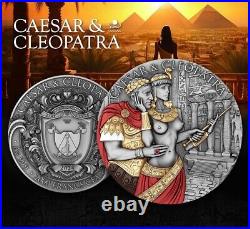 2024 Cameroon Power of Love Caesar and Cleopatra 2 oz Silver Colorized Coin