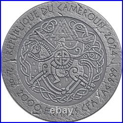 2024 Cameroon Ragnar Lothbrok The Way to Valhalla 2 oz 999 Silver Antique Coin