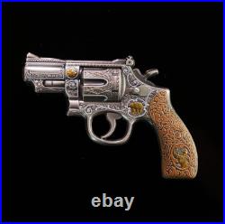 2024 Cameroon Revolver Gun 2 oz Silver Antiqued High Relief Shaped Coin
