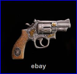2024 Cameroon Revolver Gun 2 oz Silver Antiqued High Relief Shaped Coin