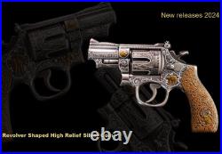 2024 Cameroon Revolver Gun 2 oz Silver Antiqued High Relief Shaped Coin