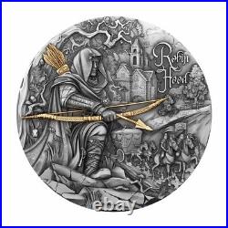 2024 Cameroon Robin Hood 2 Oz Silver Antiqued Gilded High Relief Coin