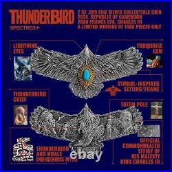 2024 Cameroon Thunderbird 2 oz Silver Ultra High Relief Antiqued Coin Mint 1500