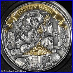 2024 Cameroon Treasure Island 2 oz Silver Antiqued Coin in OGP