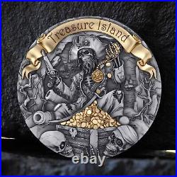 2024 Cameroon Treasure Island Pirate 2 oz Antique Finish Silver Coin