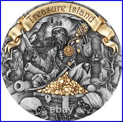 2024 Cameroon Treasure Island Pirate 2 oz Antique Finish Silver Coin