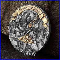 2024 Cameroon Treasure Island Pirate 2 oz Antique Finish Silver Coin