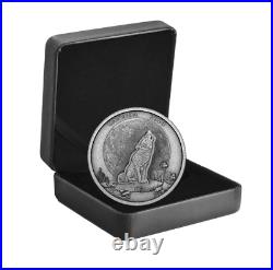 2024 Canada Howling Wolf 2 oz Silver Antiqued Lifted Engraving 3D Coin