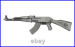 2024 Chad 10,000 Francs 2-oz Silver AK-47 Rifle Antiqued Coin Presale