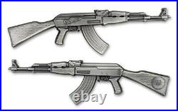 2024 Chad 10,000 Francs 2-oz Silver AK-47 Rifle Antiqued Coin Presale