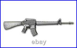 2024 Chad 10,000 Francs 2-oz Silver M16 Rifle Antiqued Coin Mintage of 1500